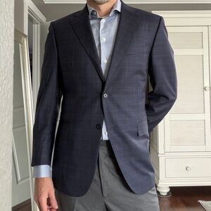 Canali Men's Navy Plaid Blazer